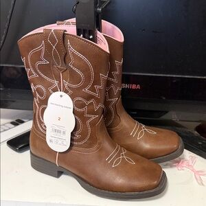 Brown and Pink Western Boots